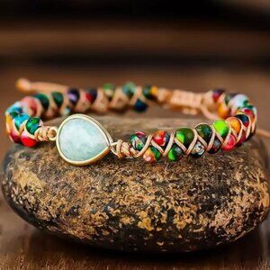 Genuine Amazonite Beaded Handmade Healing Reiki Chakra Boho Women Bracelet Gifts